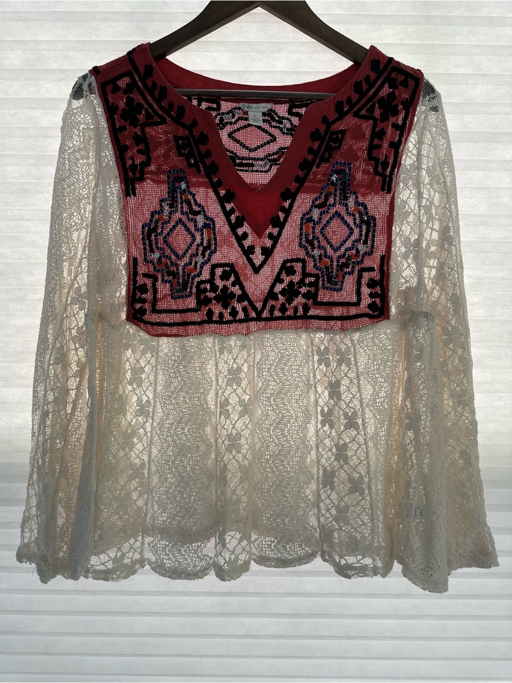 Cato Boho Lace Tunic Blouse Free People Casablanca Inspired Size Large